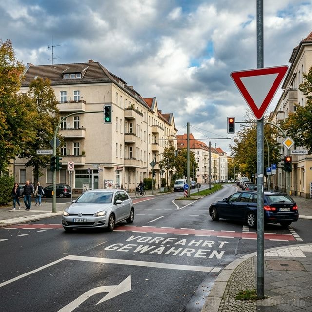 Einbahnstraße-Schild (Zeichen 220) in einer deutschen Stadt